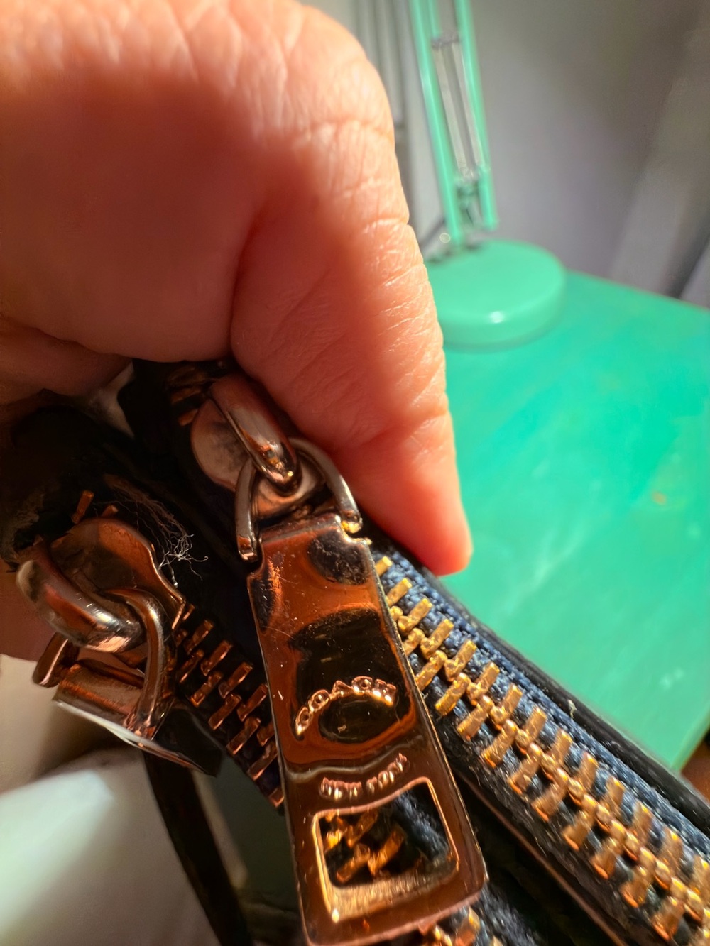 Coach Pebbled Leather Crossbody Bag in Navy - Picture 5 of 7